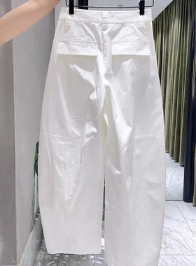 白色弯刀休闲裤女2026夏季新款大码梨形身材遮肉显瘦松弛感阔腿裤