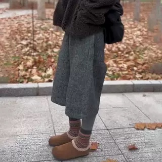 灰色小众洋气七分裤女2025秋季新款毛呢时髦百搭大码流行宽松显瘦