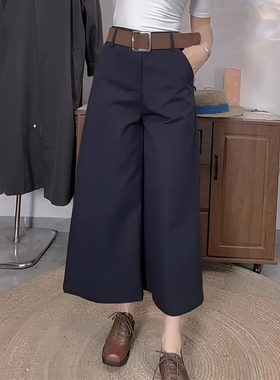 黑色宽松九分裤女2025年秋季新款高腰显瘦减龄休闲舒适直筒阔腿裤