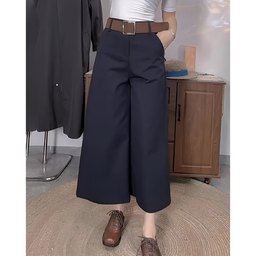 黑色宽松九分裤女2025年秋季新款高腰显瘦减龄休闲舒适直筒阔腿裤