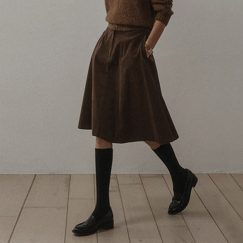 2025秋冬季新款复古灯芯绒半身裙女高腰A字中裙百搭五分伞裙子