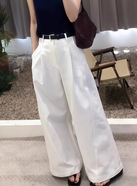 白色阔腿裤女2026夏季新款通勤风时尚日常百搭高腰显瘦宽松拖地裤