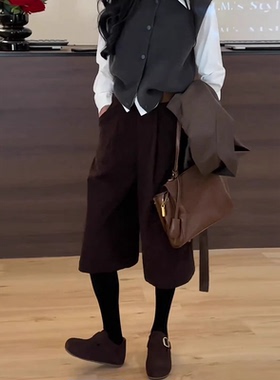 欧韩货复古气质高级感好看毛呢六七分裤女2025秋装爆款显瘦阔腿裤