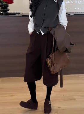 欧韩货复古气质高级感好看毛呢六七分裤女2026秋装爆款显瘦阔腿裤