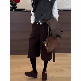 显瘦阔腿裤 爆款 女2025秋装 欧韩货复古气质高级感好看毛呢六七分裤