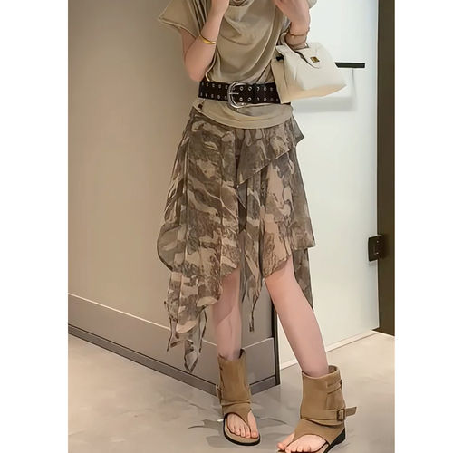 小众个性不规则设计半身裙女2026夏季新款高腰显瘦A字中长款裙子
