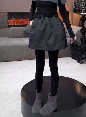 时尚深灰色加厚蓬蓬花苞短裙女2025冬季新款高腰显瘦a字半身裙子