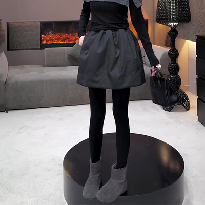 时尚深灰色加厚蓬蓬花苞短裙女2025冬季新款高腰显瘦a字半身裙子