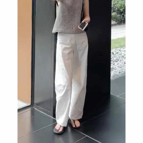 白色阔腿裤女2026新款夏季薄款休闲裤简约时尚百搭小个子高腰长裤