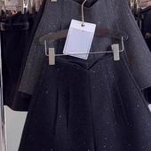 毛呢短裤 高腰a字休闲亮片闪闪小个子靴裤 女冬季 外穿2025春秋新款