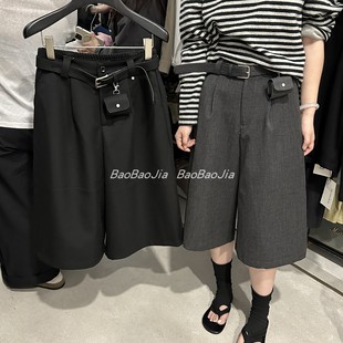 阔腿中裤 老钱风复古高腰直筒七分裤 小个子宽松西装 新款 女2025秋季