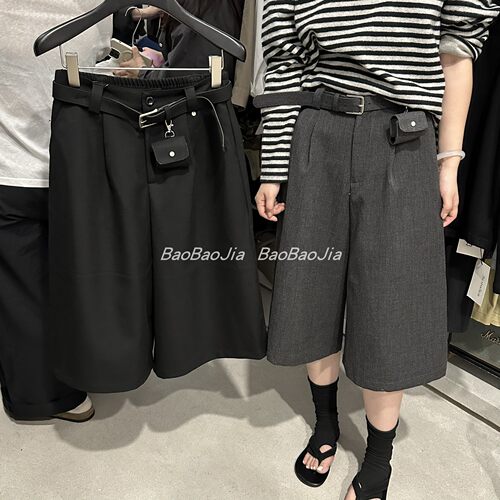 老钱风复古高腰直筒七分裤女2026秋季新款小个子宽松西装阔腿中裤
