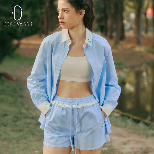 DoriValle条纹花边甜美气质短裤