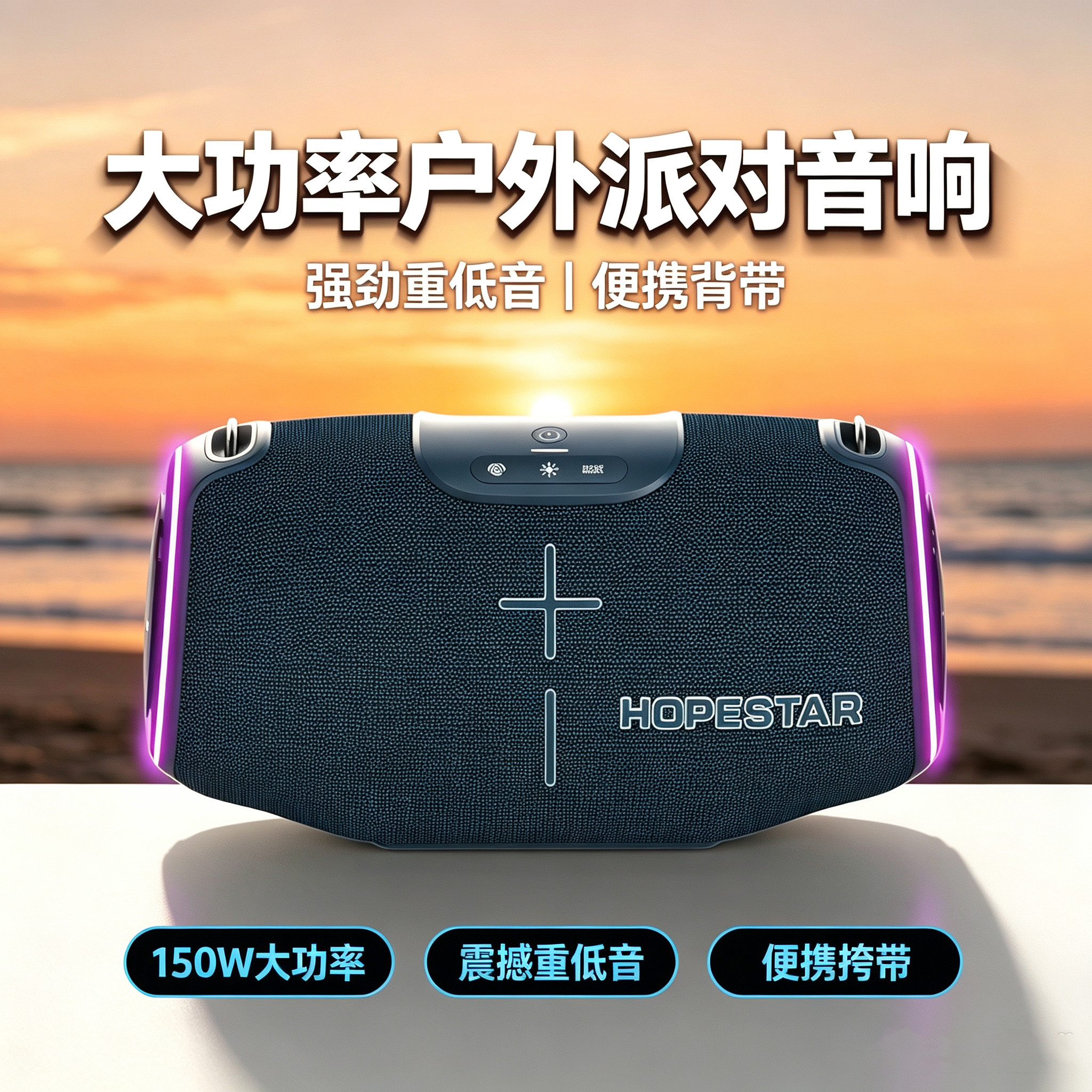 HOPESTAR/华达A300户外蓝牙音箱重低音便携背带不同款可串联音响