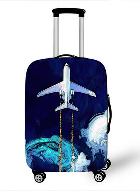 飞机主题行李箱保护套旅行防泼水时尚弹力皮箱套印花锦纶防尘罩