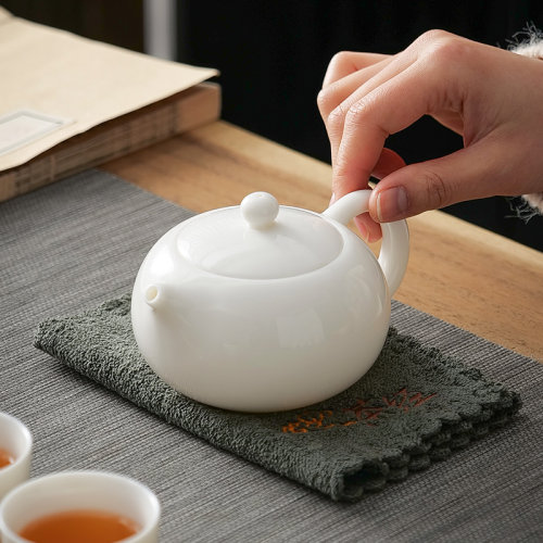 简约羊脂玉白瓷单壶泡茶家用壶