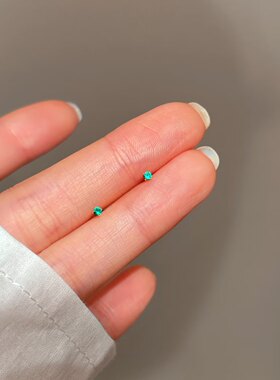 mini小绿钻耳边的朱砂痣小巧迷你小锆石耳钉简约3mm学生耳环女