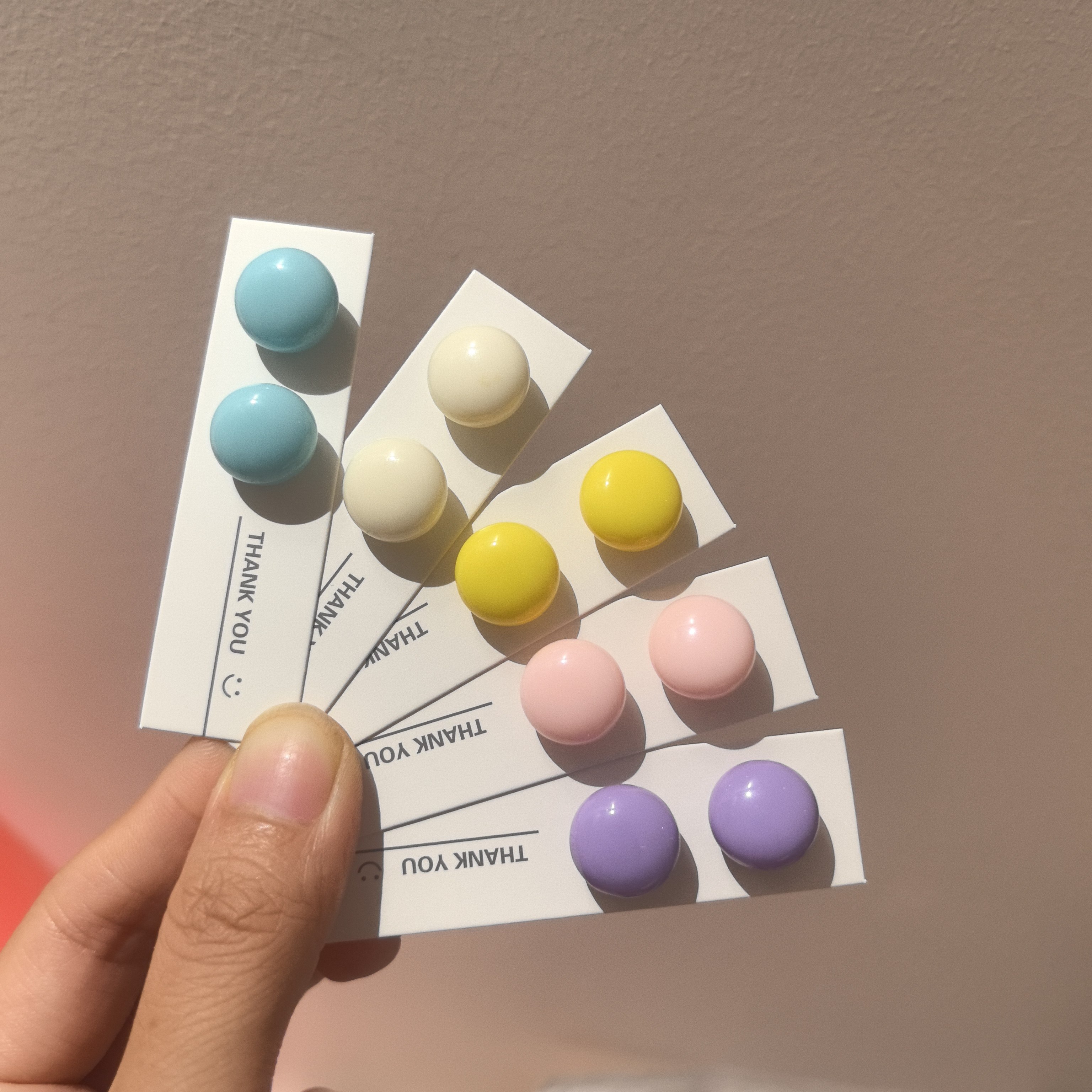 夏天小清新16mm彩色糖果豆豆耳钉套装女塑料针简约甜美日常耳饰女
