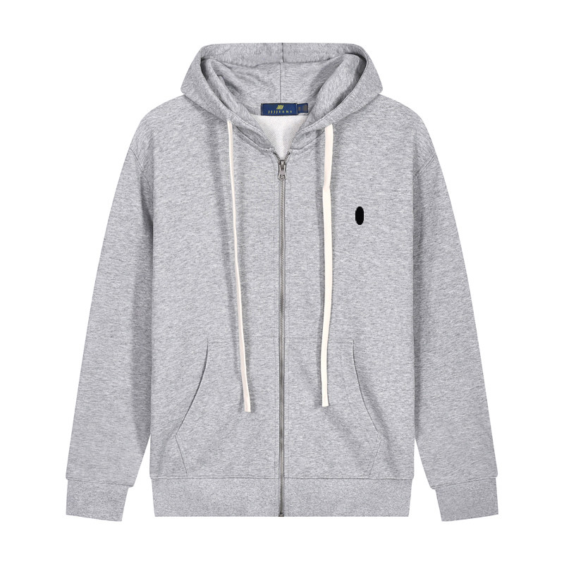 thumbnail for Light luxury style R-series embroidered men's hooded sweatshirt solid color drawstring hoodie cotton warm and comfortable spring and autumn jacket