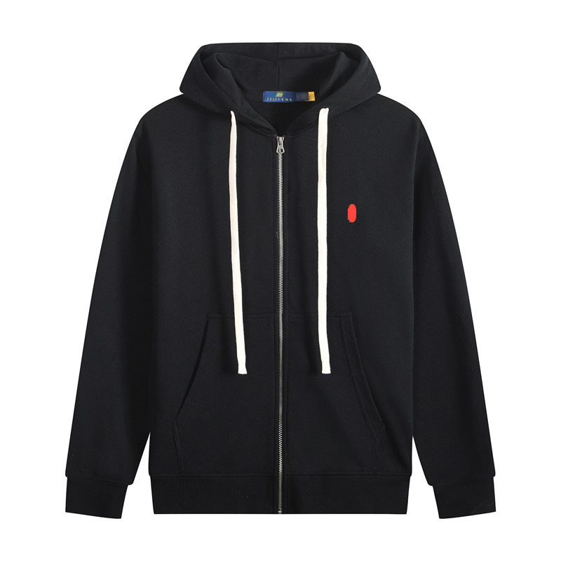 thumbnail for Light luxury style R-series embroidered men's hooded sweatshirt solid color drawstring hoodie cotton warm and comfortable spring and autumn jacket