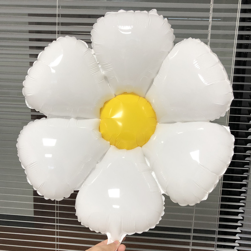 小雏菊派对白色鸡蛋花铝膜气球