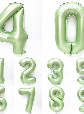 40寸橄榄绿色数字铝膜气球 ins韩式儿童宝宝周岁生日装饰拍照布置