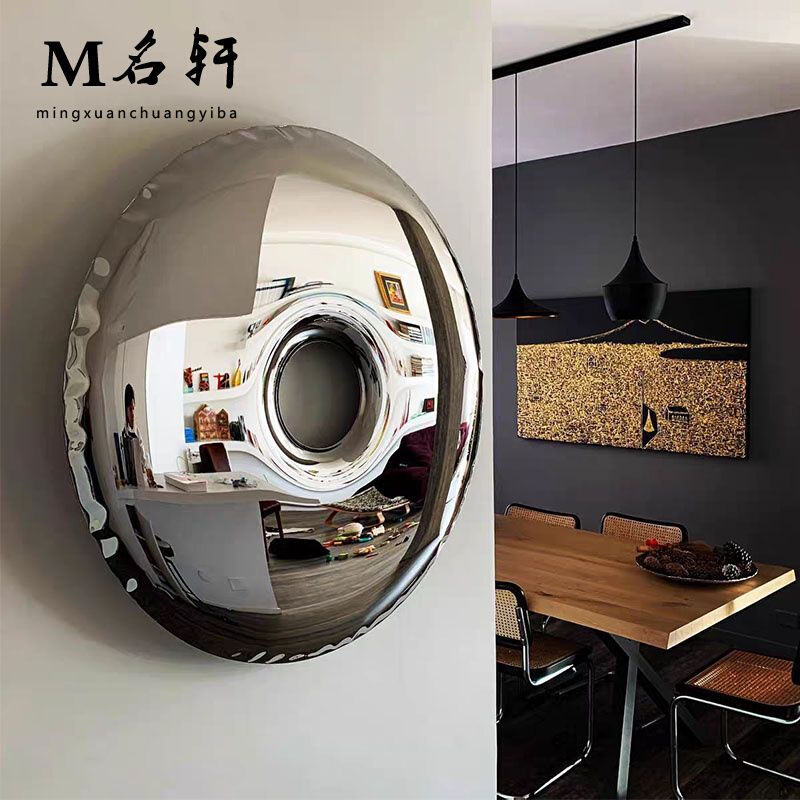 不锈钢镜面甜甜圈圆形壁饰北欧轻奢客厅餐厅N沙发背景墙壁挂件装
