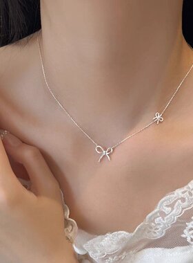 蝴蝶结项链女轻奢小众氛围锁骨链