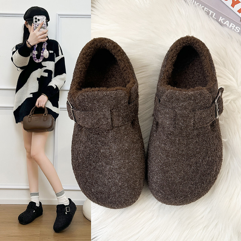 2025冬季新款增高勃肯鞋加绒加厚保暖毛毛鞋软底防滑一脚蹬雪地靴,女鞋,棉鞋,淘宝优惠券,粉丝福利购,淘宝优惠卷