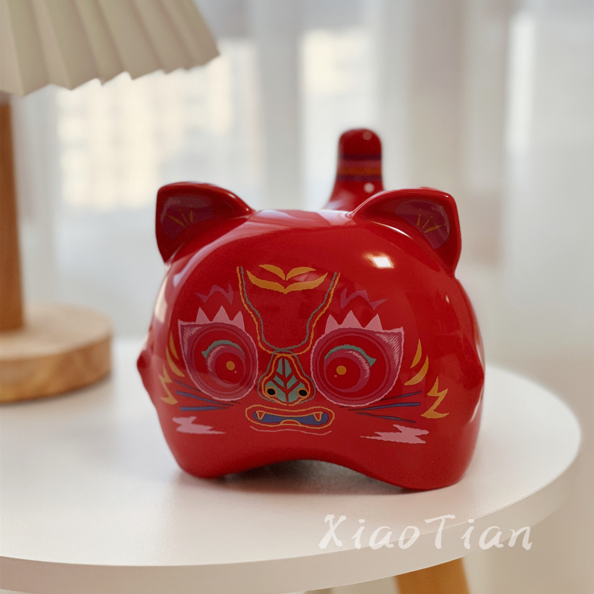 星巴克新年礼物虎生肖虎虎生威红色传统老虎陶瓷储蓄罐存钱罐扑满