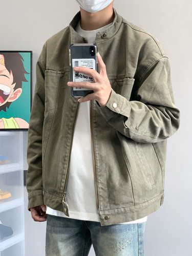 美式秋冬复古重磅水洗哈灵顿外套