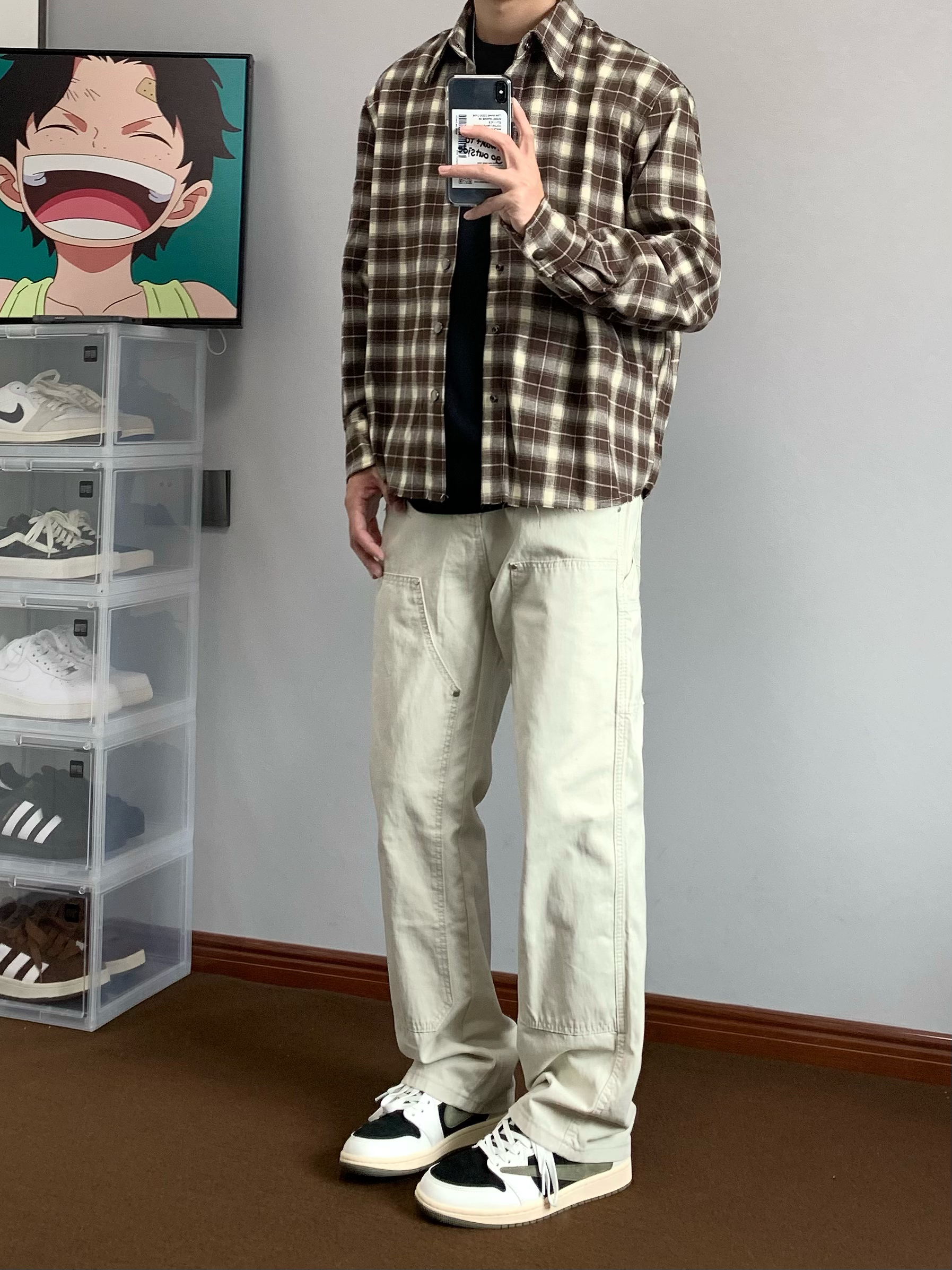 美式复古双膝伐木裤男高级感