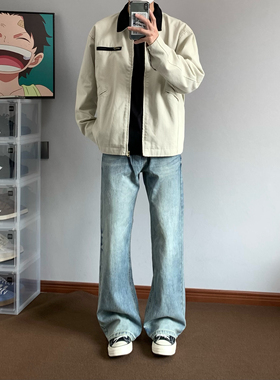 XANYP 美式复古水洗宽松微喇牛仔裤男休闲百搭cleanfit显高长裤