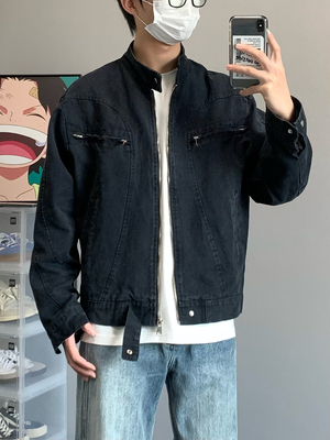 美式复古短款哈灵顿立领外套男