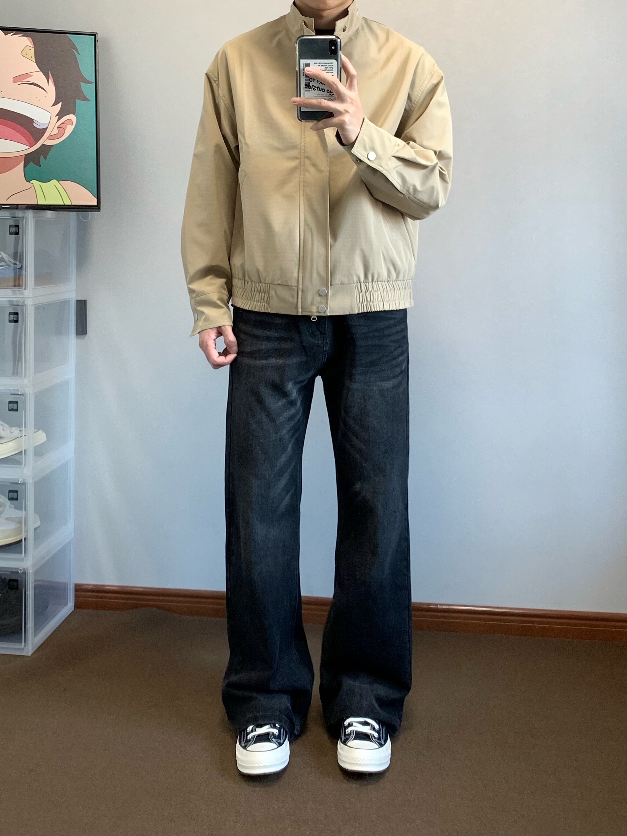 复古做旧水洗cleanfit微喇牛仔裤