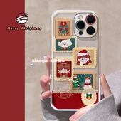 s21隐形支架s20fe可爱a03s全包a13 a22卡通a31 a42 秋冬圣诞邮票适用三星s22ultra手机壳s10 a50 a54防摔a72