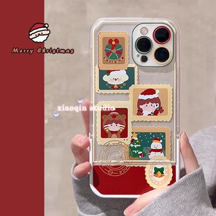 a50 秋冬圣诞邮票适用三星s22ultra手机壳s10 a42 a22卡通a31 a54防摔a72 s21隐形支架s20fe可爱a03s全包a13