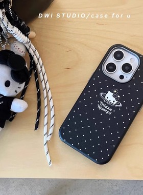 甜酷西太后波点Kitty适用三星s24fe手机壳s23ultra皮纹s22+新款a04s凯蒂猫a15可爱a16女a23防摔a42/m53/a72