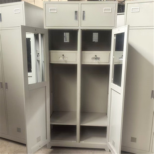 钢制衣柜四门柜子物品柜制式衣帽柜整理柜挂衣柜带镜子柜子内务柜