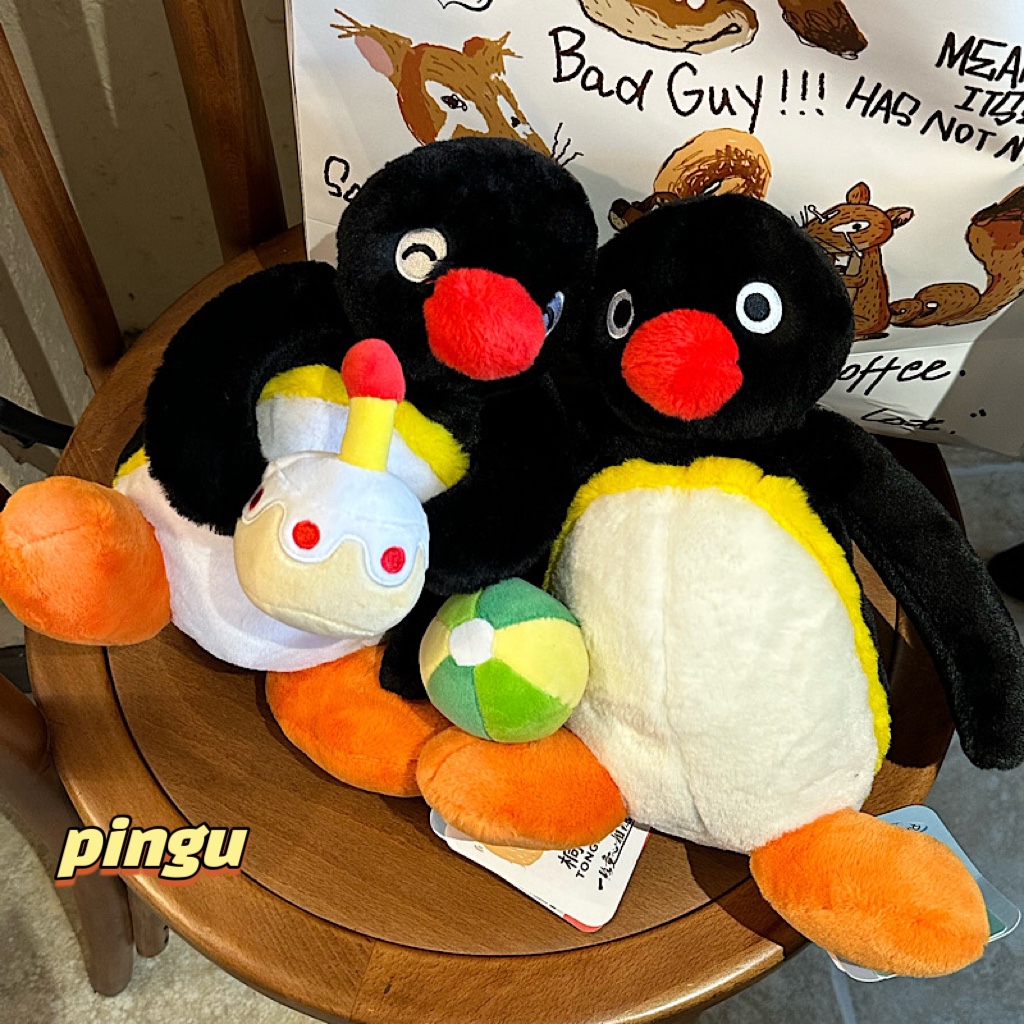 正版Pingu小企鹅公仔可爱玩偶毛绒玩具抱睡安抚娃娃男女生日礼物