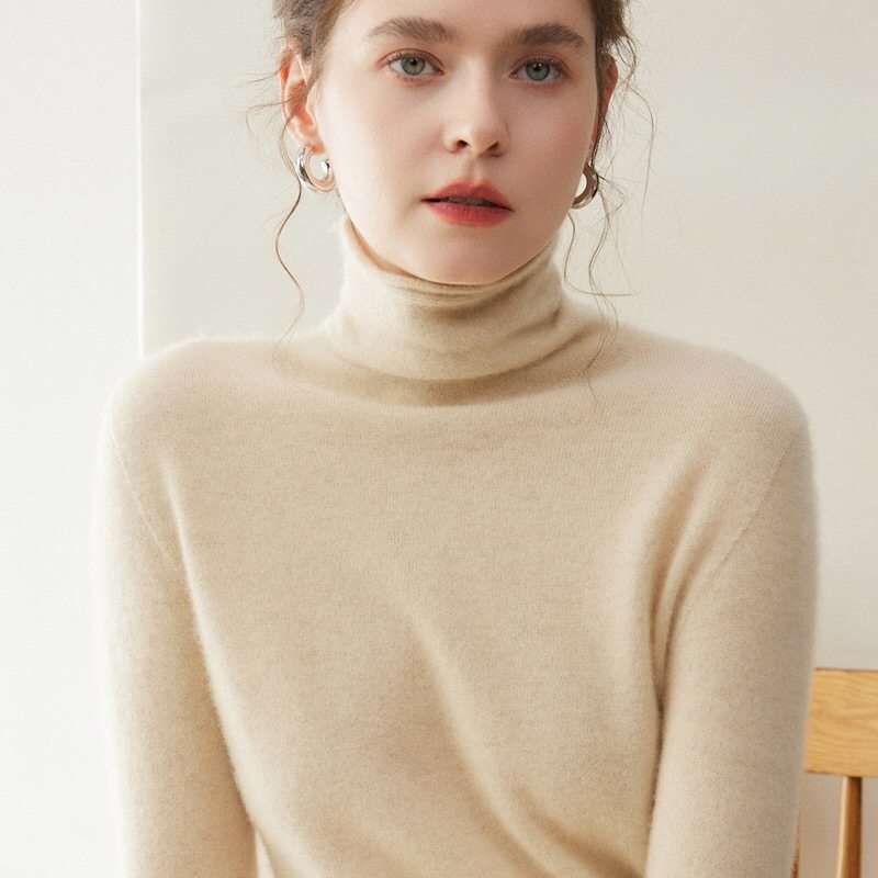 超显瘦！100%纯山羊绒衫女高领修身毛衣洋气内搭打底衫潮,女装/女士精品,羊绒衫,淘宝优惠券,粉丝福利购,淘宝优惠卷