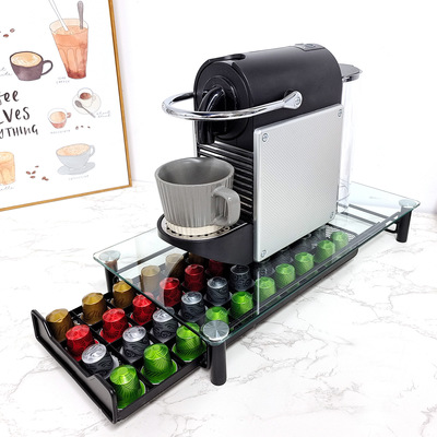 新款雀巢nespresso奈斯派索咖啡胶囊收纳盒钢化玻璃展示抽屉40粒