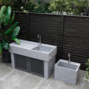 天然花岗岩洗衣池室内外洗手台定制柜门水槽户外庭院洗手池洗手盆