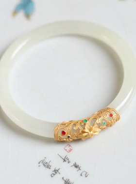 新款新疆和田玉手镯搭配新疆和田玉平安锁手镯贵妃镯玉石包邮