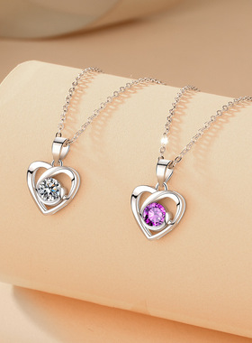 S925纯银项链女冷淡风心形吊坠轻奢百搭生日礼物送闺蜜女友包邮