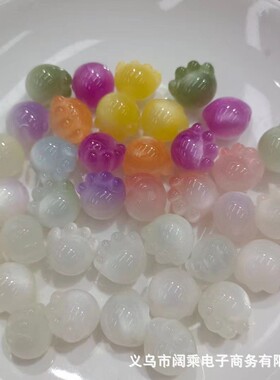 紫外线光变猫头猫爪雕刻树脂熊掌手链隔珠diy手工串珠手机链配件