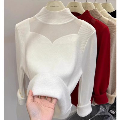 2025秋冬新款设计感针织打底衫女时尚洋气修身显瘦半高领内搭毛衣