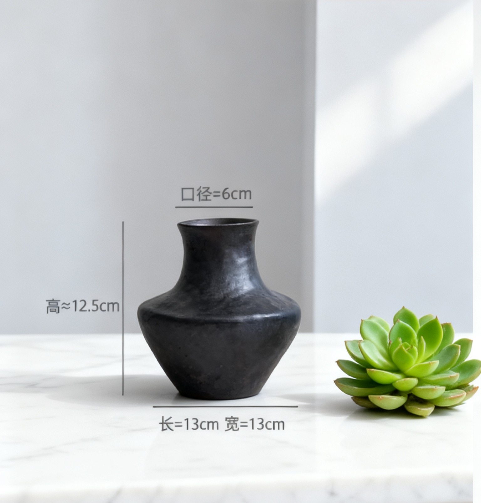 侘寂风复古黑色陶罐花瓶摆件客厅插花高级感双耳花瓶民宿装饰摆件,鲜花速递/花卉仿真/绿植园艺,花瓶,淘宝优惠券,粉丝福利购,淘宝优惠卷