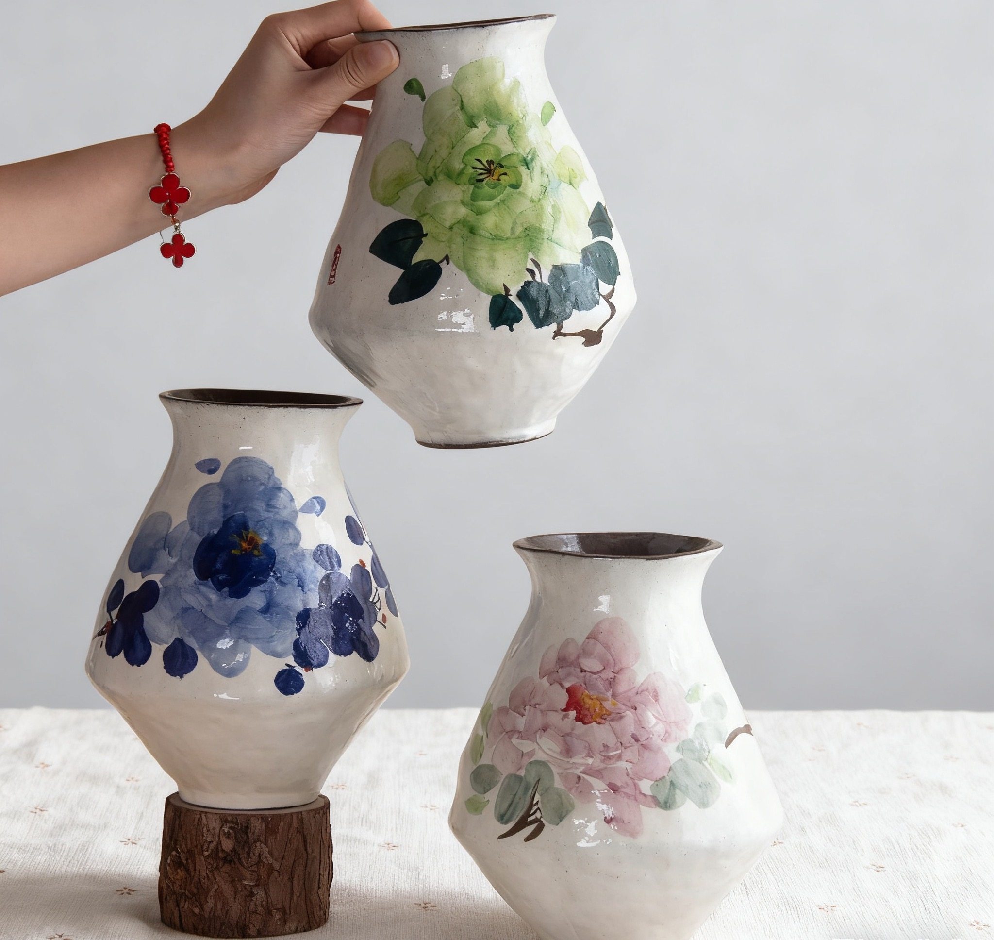 景德镇陶瓷花瓶中式复古高档客厅摆件鲜花手工彩绘艺术感花器专用,家居饰品,花瓶,淘宝优惠券,粉丝福利购,淘宝优惠卷