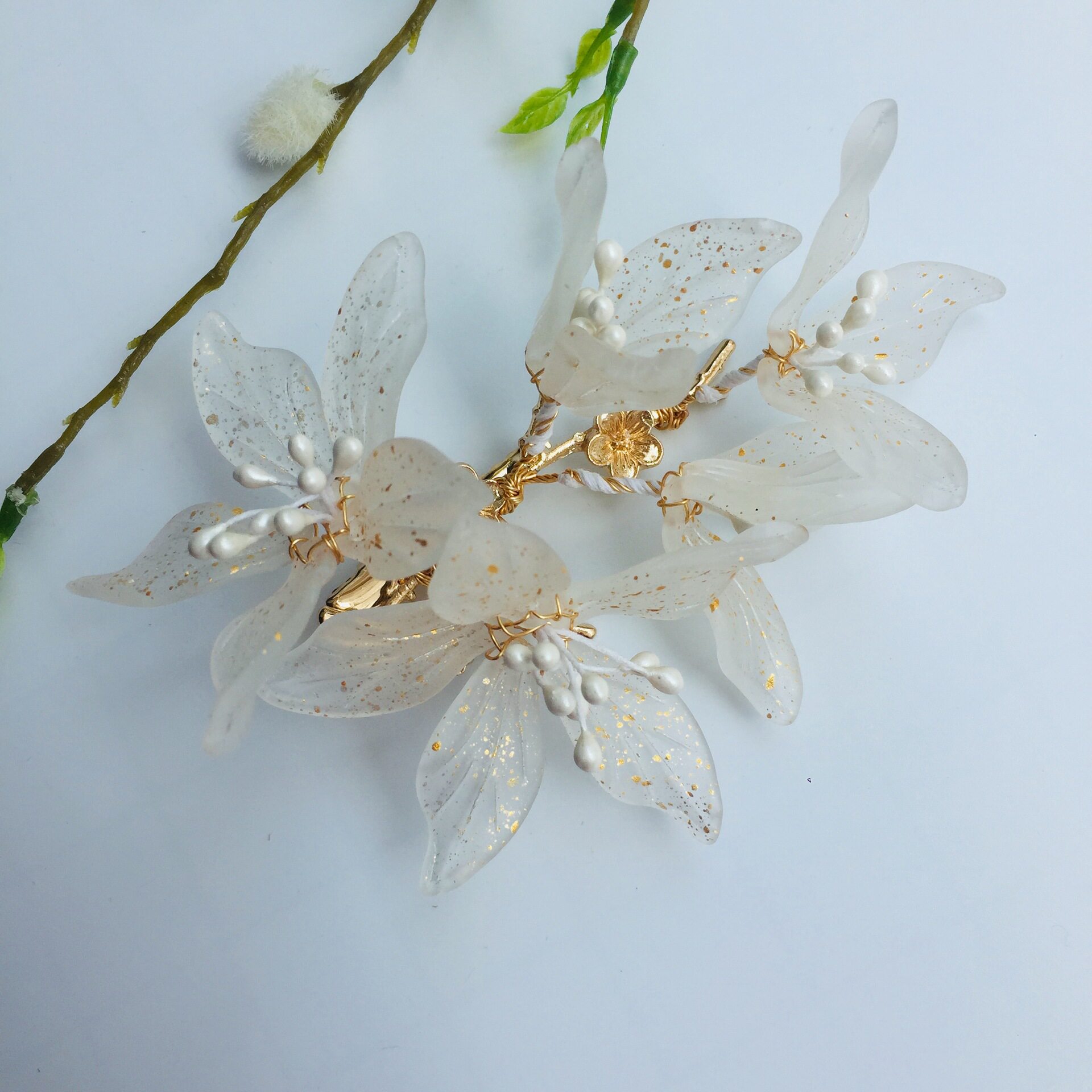 原创古风海棠花发簪发夹汉服发饰玉簪花发梳发饰配饰仙气十足头饰